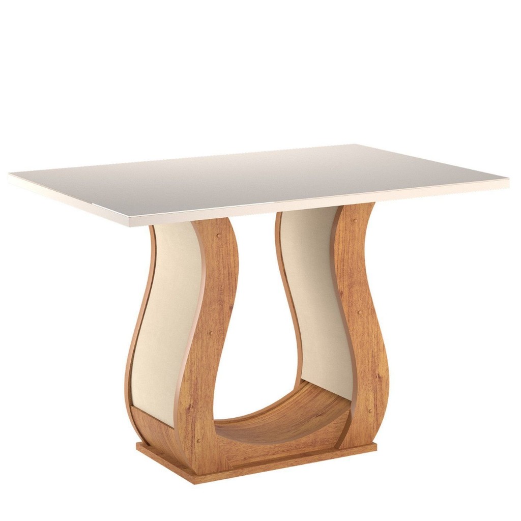 Mesa de Jantar 4 Lugares Retangular Tampo de Vidro e Mdp Inovare em Oferta na Shopee