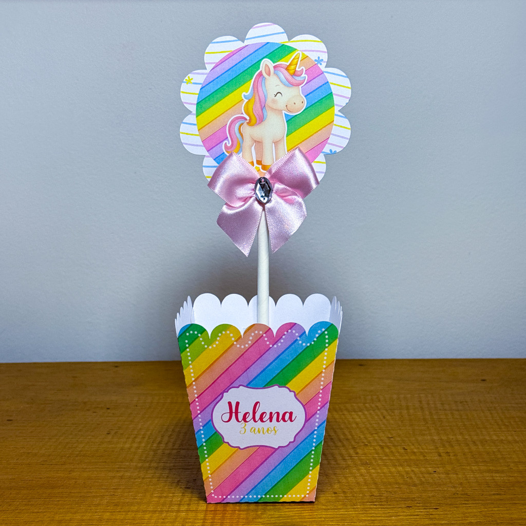 Centro de Mesa UNICORNIO  (PEGUE E MONTE) /Cachepot Cachepô Personalizado/ Festa Aniversário Lembrancinha Mimo