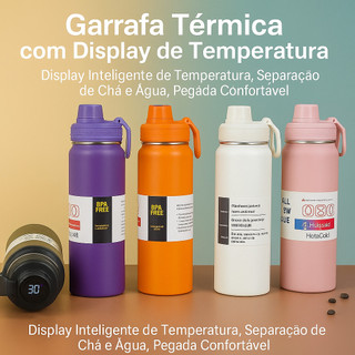 Garrafa Térmica 1000ml com LED Display de Temperatura 1000ml/800ml/600ml/350ml Aço Inoxid…
