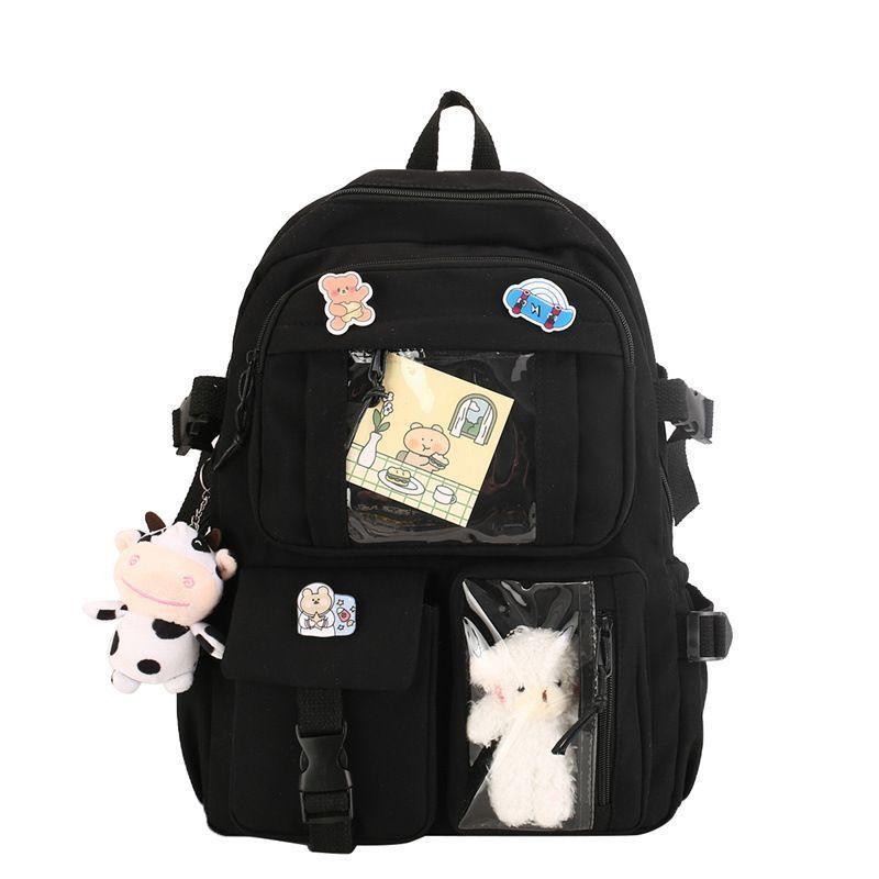 Mochila Bolsa media feminina Media moda nylon impermeável Zíper frontal e traseiro