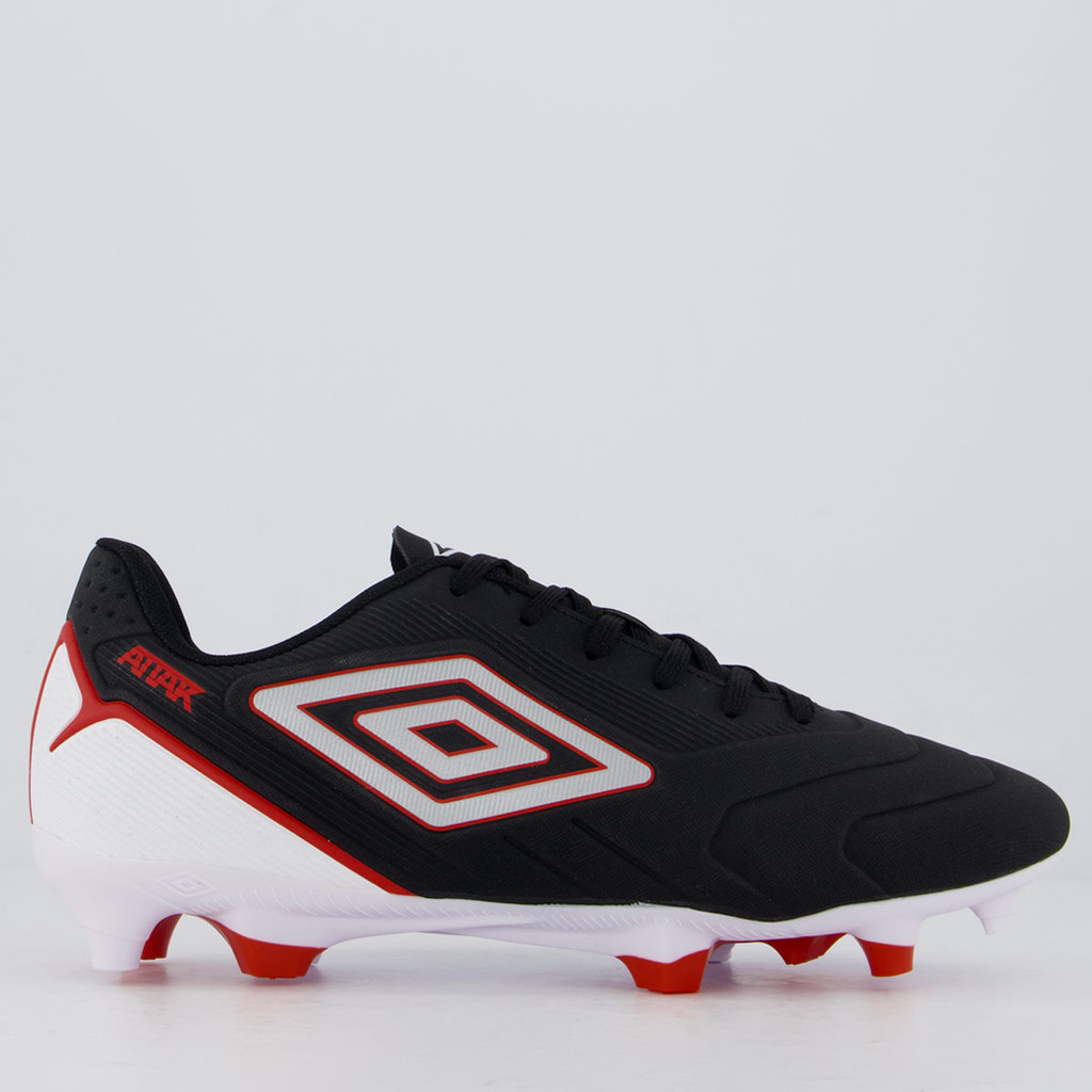 Chuteira Umbro Attak III Campo Preta e Vermelho em Oferta na Shopee