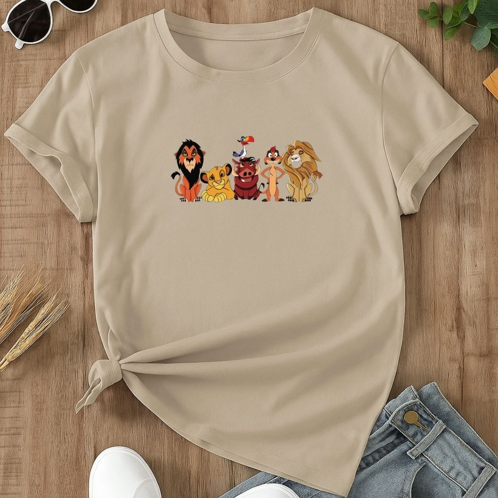 Camiseta Básica Estampada Personagens Desenho Rei Leão 100% Algodão Unissex