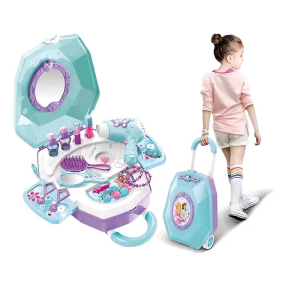MALETA DE BELEZA INFANTIL 2 EM 1 PENTEADEIRA COR SORTIDA - DM TOYS