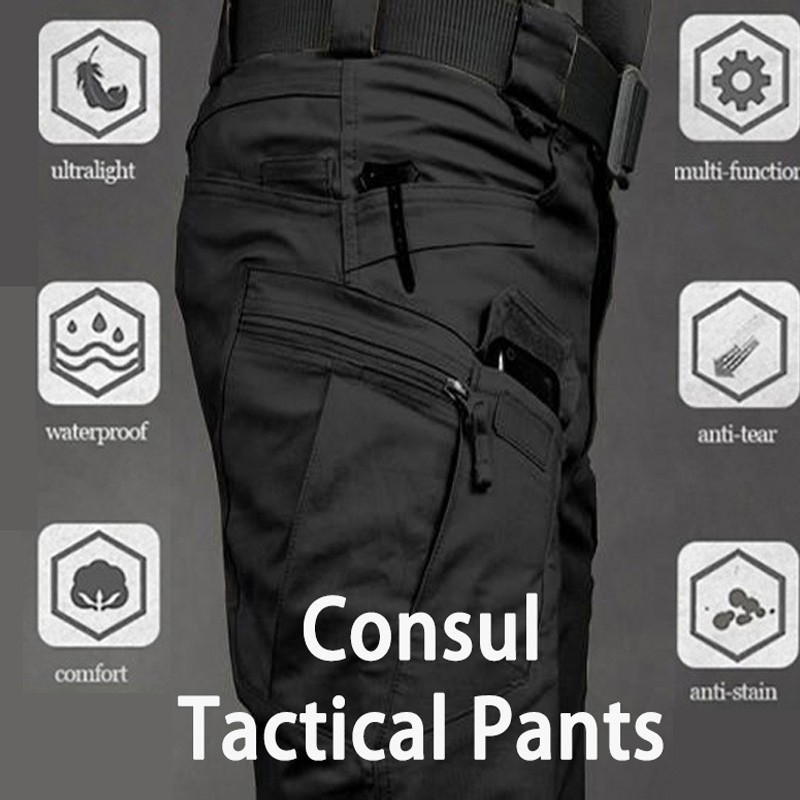 Calças Táticas Militares Masculinas Multi-Bolsos Impermeáveis Absorção de Suor para Treinamento/Roupa de Trabalho HEXB