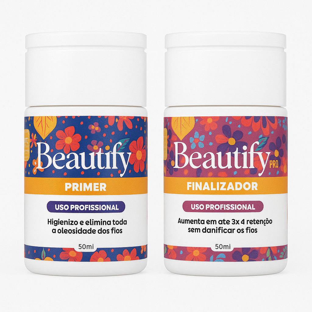 Kit Primer + Finalizador Beautify Pro Linha Norte Nordeste Retenção Extensão De Cílios Adesivo Cola