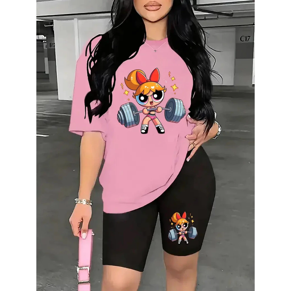 CONJUNTO BERMUDA LEGGINGS+CAMISETA LOOK ACADEMIA ALGODÃO100% FLORZINHA M.S.P — imagem 1