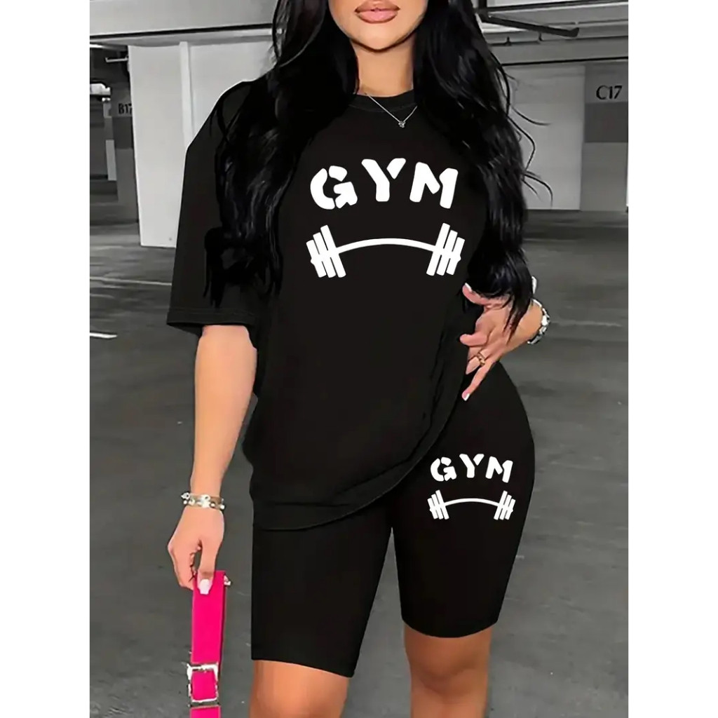 CONJUNTO FEMININO ACADEMIA FITINIS CAMISETA+BERMUDA CÓS ALTO ZERO TRANSPARENCIA GYM