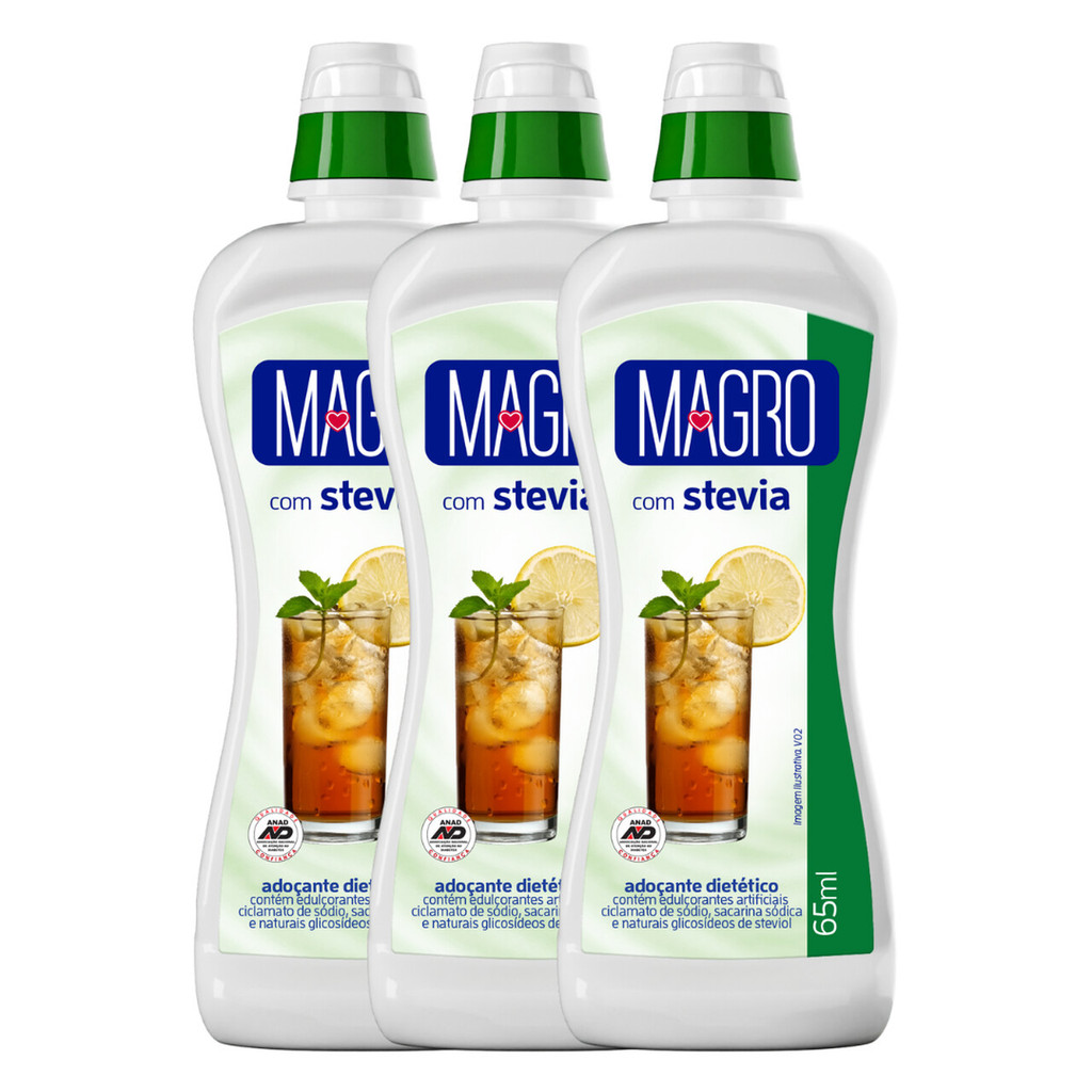 Kit 3 Adoçantes Líquidos com Stevia 65ml