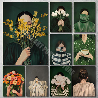 Abstrato Moda Menina Flor Mínima Japandi Cartaz Pintura Em Tela Impressões De Parede Fotos em Oferta na Shopee