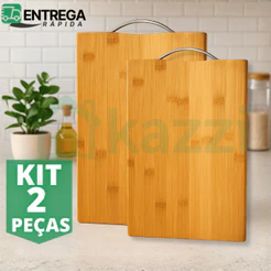 Tabua de Carne de Bambu Multiuso 32x22cm Tábua de Corte para Cozinha e Churrasco Frios Lisa