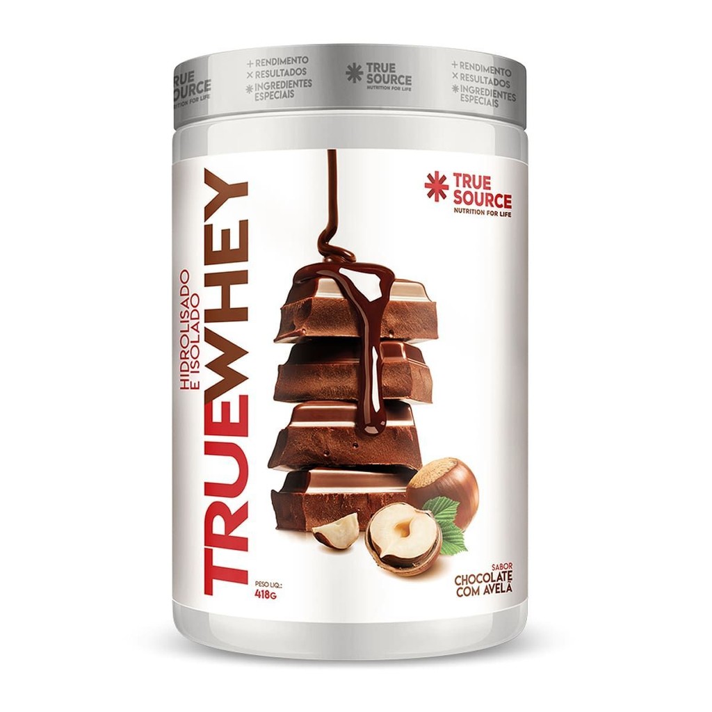 True Whey Protein Hidrolisado e Isolado - 418g Chocolate Com Avelã - True Source em Oferta na Shopee