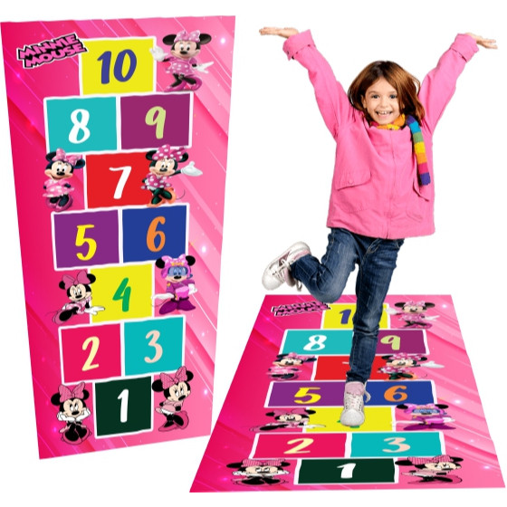 Lindo Tapete Jogo da Amarelinha Infantil Em Lona Minnie Rosa, presente meninas, aniversário, dia das crianças, natal AM7