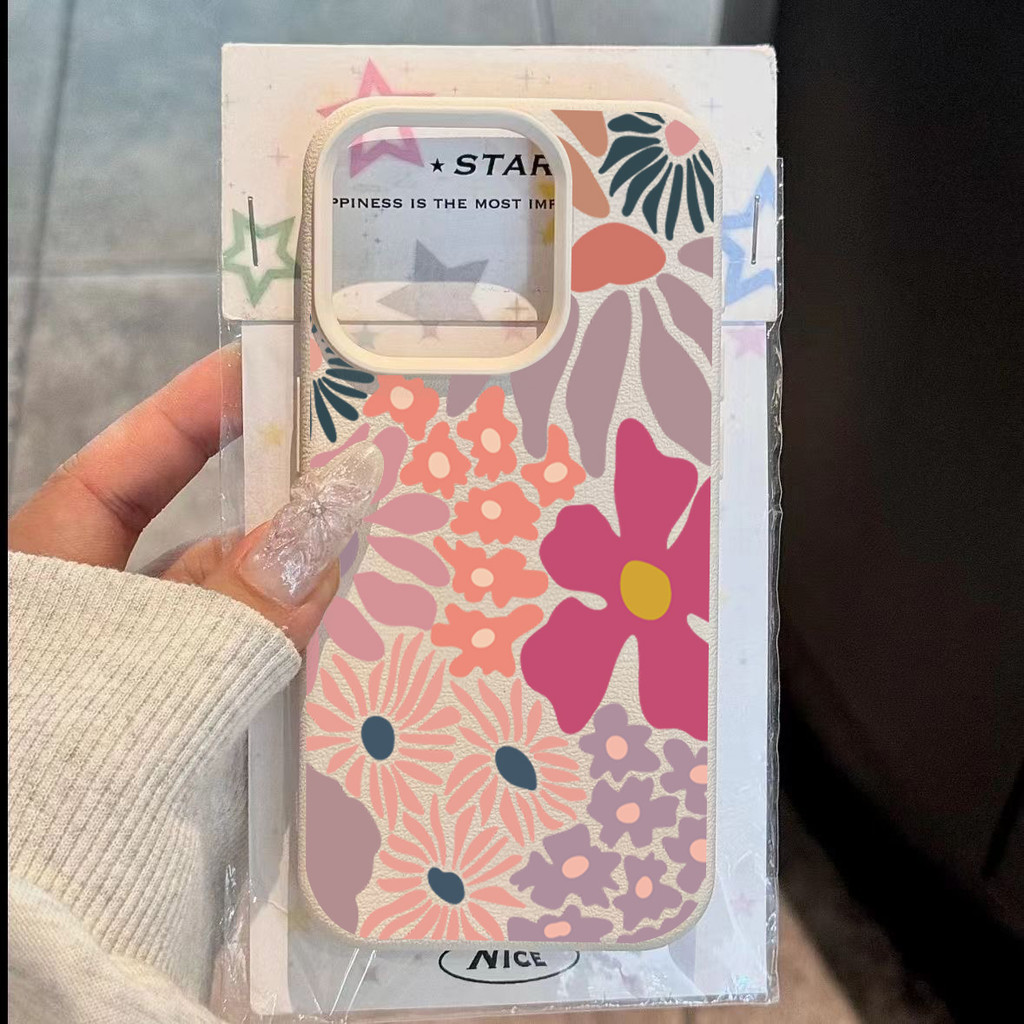 Elegante Colorido Floral Design Couro Caso De Telefone Para iPhone 16 17 15 14 13 12 11 Pro Max Plus 16E XS Capa em Oferta na Shopee