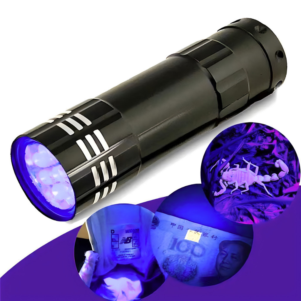 Lanterna UV Luz Negra 9 Leds Ultravioleta Detecta Nota Falsa Urina Gel Escorpião