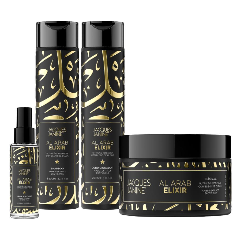 Kit Jacques Janine Al Arab Elixir Shampoo 300ml Condicionador 270ml Máscara 240g