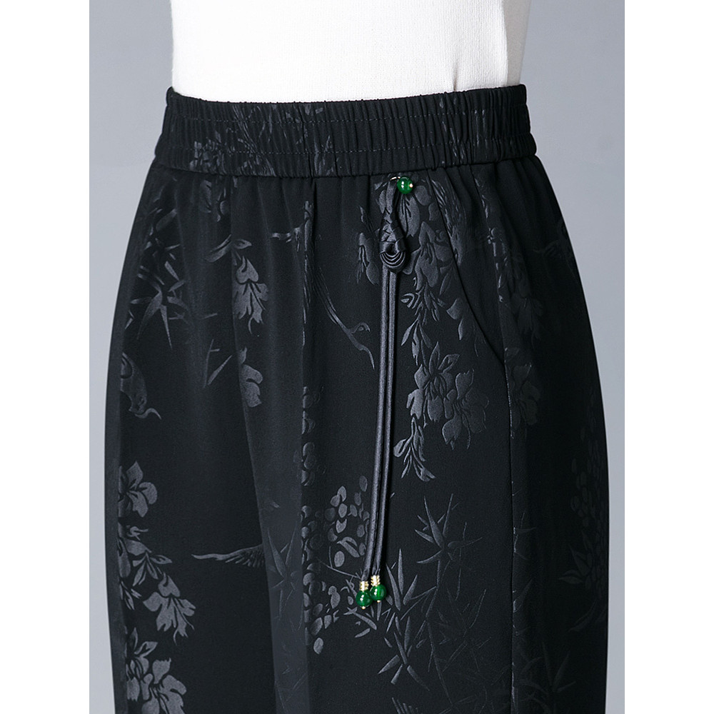Novo estilo chinês calças estilo chinês feminino Drape sentimento 2026 Super quente verão Jacquard gelo seda pequeno tor