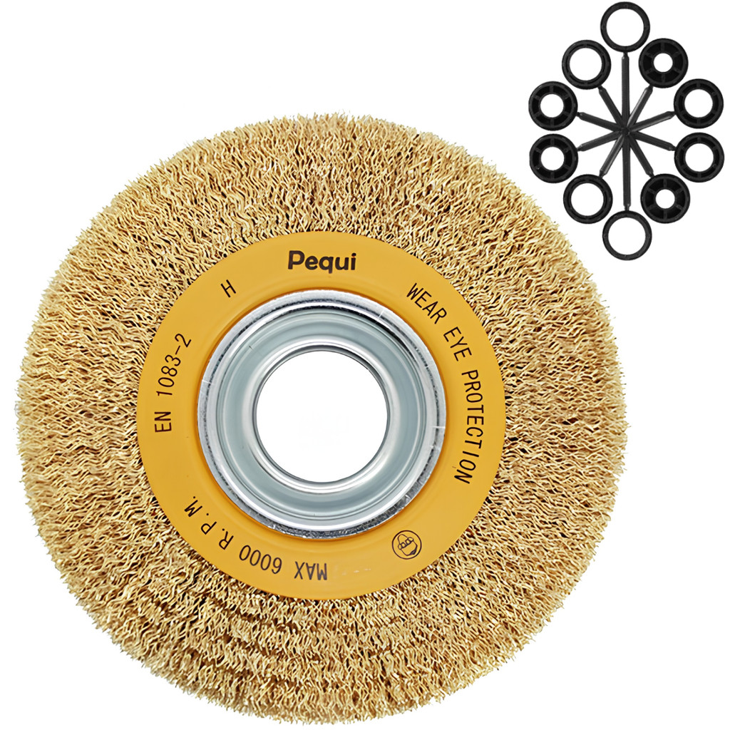 Escova De Aço Circular Ondulado Moto Esmeril 6" x 3/4" Aço Latonado Pequi