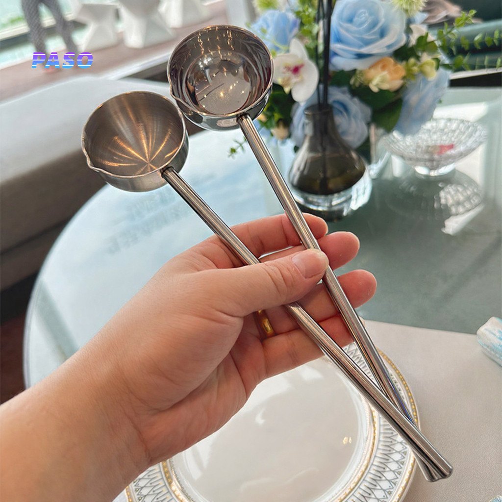 Anti-slip Kitchen Spoon Long Handle Cooking Grease with Stainless Steel Grip Capacity Oil and Soup Pouring for Restauran