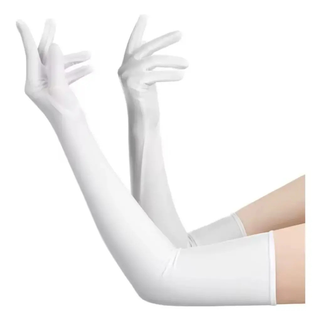 Luva Lycra Extra Longa ou Curta para Festa Cosplay Casamento Debutante Tecido Leve e Confortável 38 cm Sem Esticar Estil