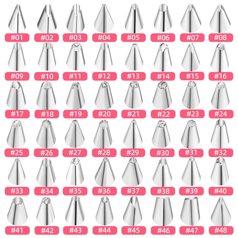 48 estilos de ponta de decoração de aço inoxidável, ferramenta de decoração de bolo, faça você mesmo, espremendo creme,