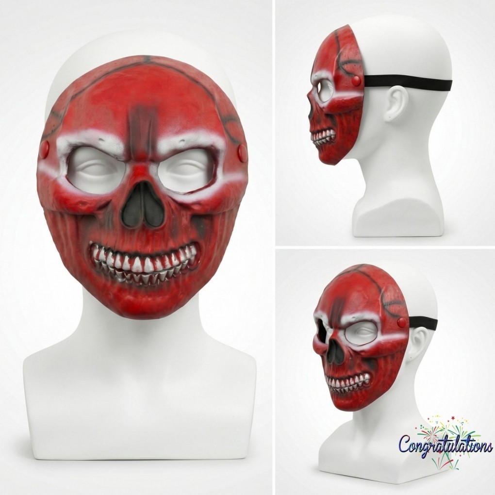 Cong-Halloween Skull Facewear Horror Red Hydra Design Cobertura Facial De Para Festas De Fim De Ano E Cosplay