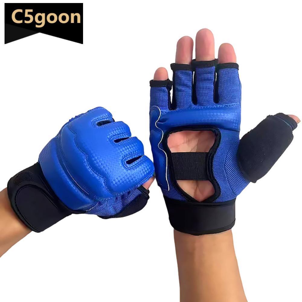 C5GOON Metade Dedo Luvas De Boxe Couro Do Plutônio MMA Luta Kick Karate Muay Thai Treinamento Treino E7W8