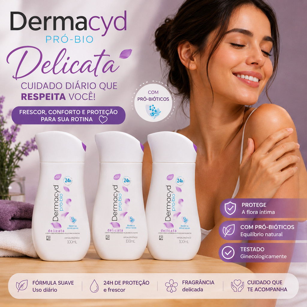 Kit c/3 Dermacyd Delicata Jasmim Sabonete intimo 100ml - Envio imediato
