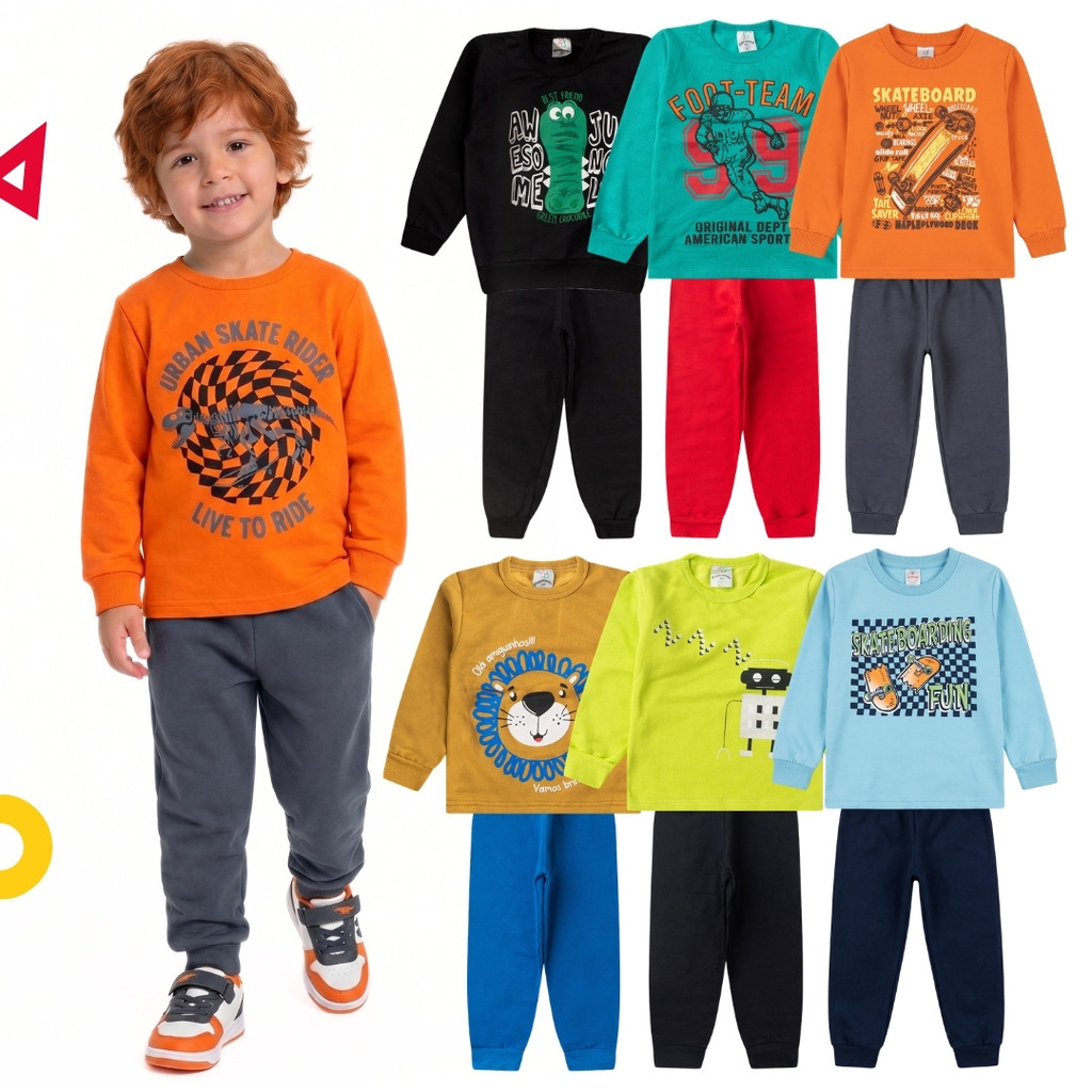 Kit 10 Peças Masculino Conjunto Moletom Infantil Menino Outono Inverno 1 ao 14