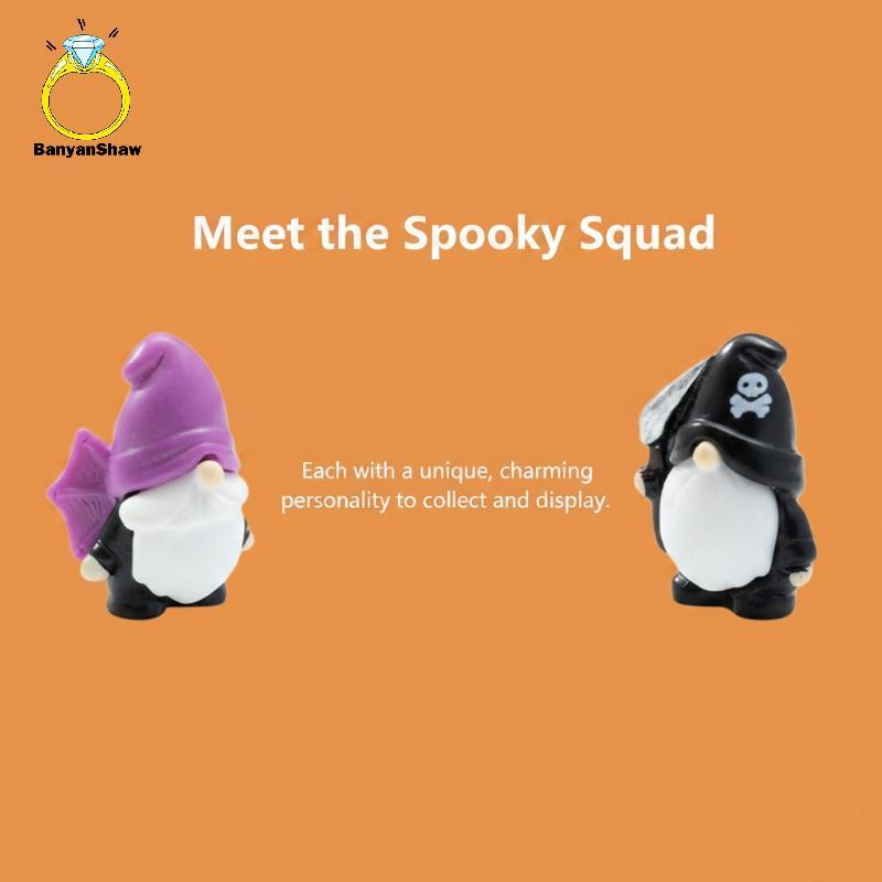 [BANY] Mini Estatuetas Artesanais De Resina De Gnomo De Halloween , Designs Divertidos E Adoráveis , Ornamento Durável P