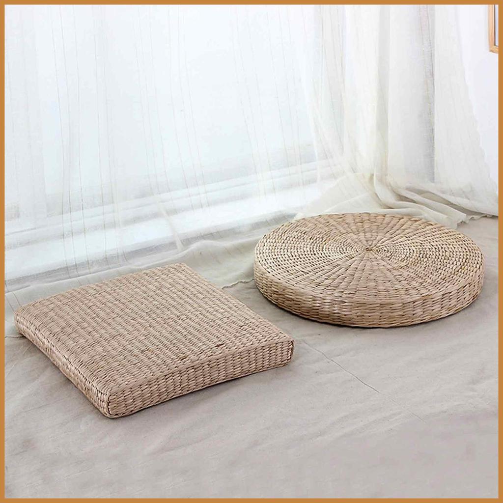 Almofada De Assento Japonesa Rústica Tecido Palha Respirável Travesseiro Tapete Relaxante Trançado cstui3br