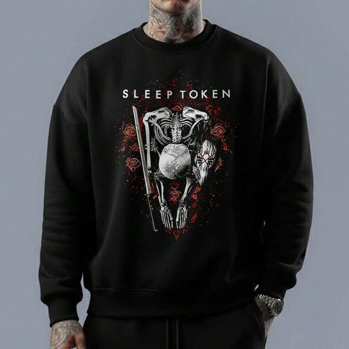 Moletom gola careca masculino blusa em algodão sleep token band take me back to eden granite