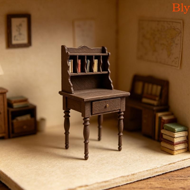 Bly Casa Boneca Miniatura Penteadeira 1 12 Escala Livro Mesa Pequeno Móveis Artesanato Acessório
