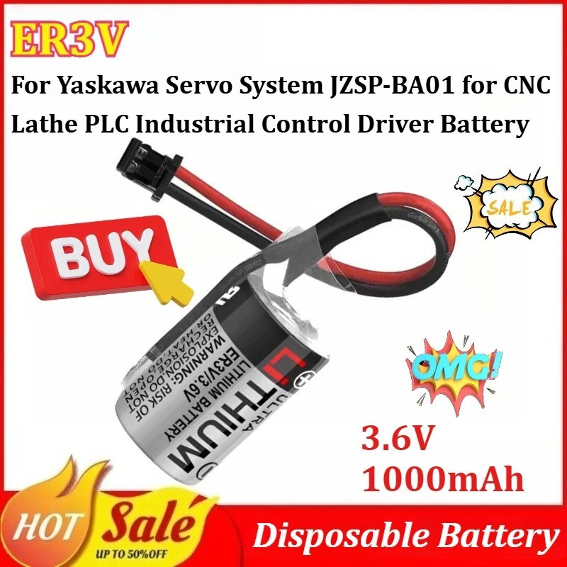 Bateria Descartável ER3V 3.6V Para Sistema Servo Yaskawa JZSP-BA01 Torno CNC PLC De Driver De Controle Industrial