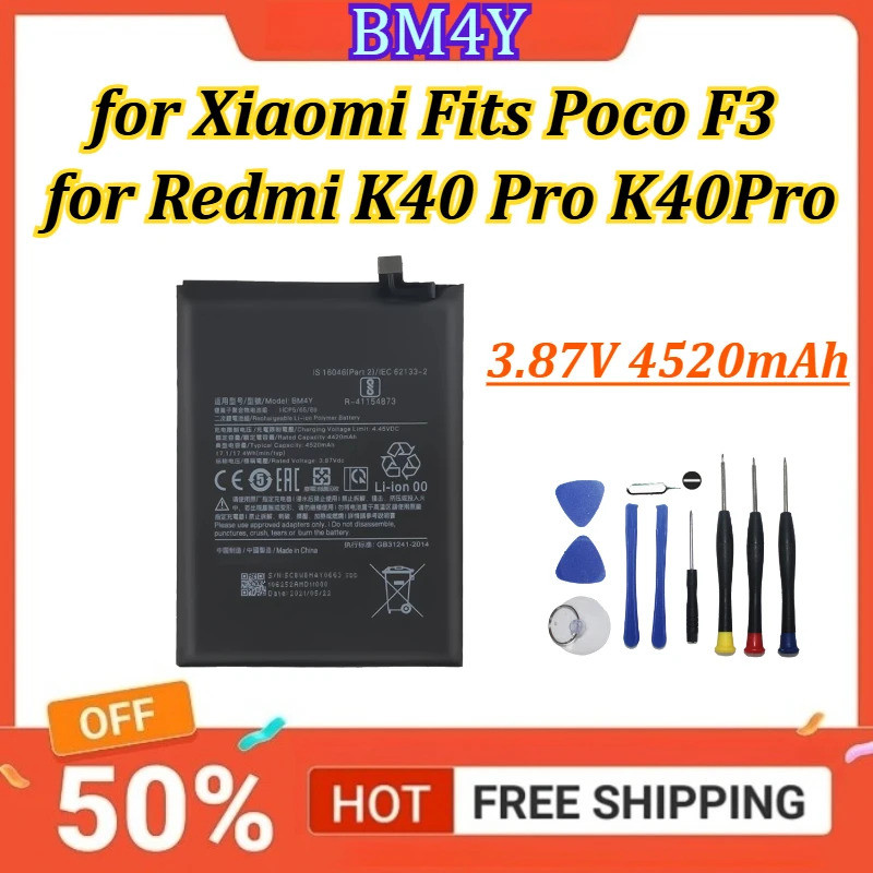 Bateria De Celular BM4Y 3.87V 4520mAh Para Xiaomi Se Encaixa Poco F3 Redmi K40 Pro K40Pro + Ferramentas
