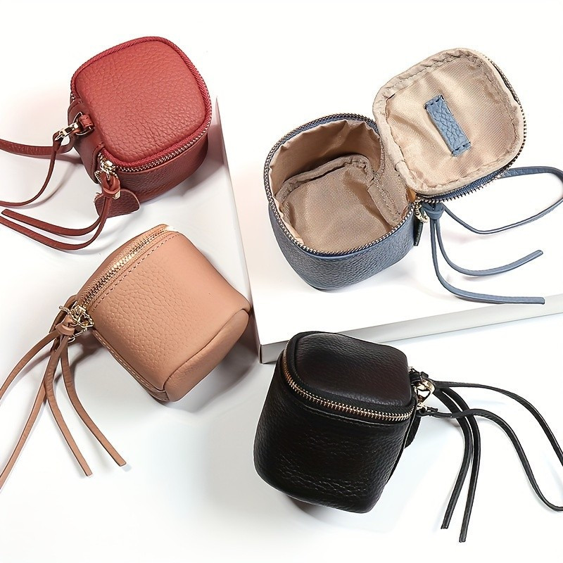 Carteira Mini Feminina de Couro Genuíno, Bolsa Quadrada, Clutch, Porta-Batom, Bolsa de Maquiagem, Bolsa Bonita para Uso