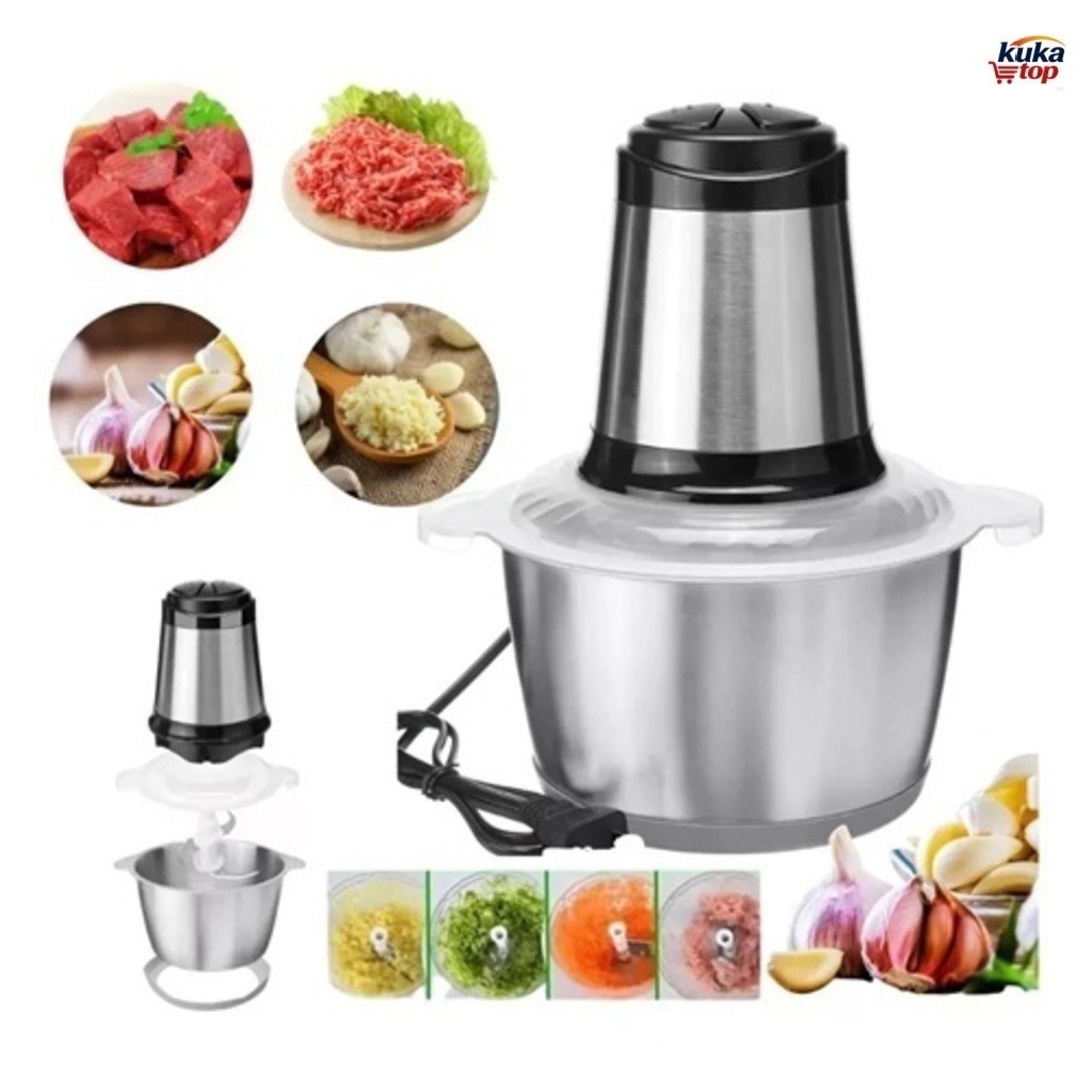 Moedor Elétrico Inox 2L Triturador Processador Carne Legumes 110v Cozinha Pronto Entrega