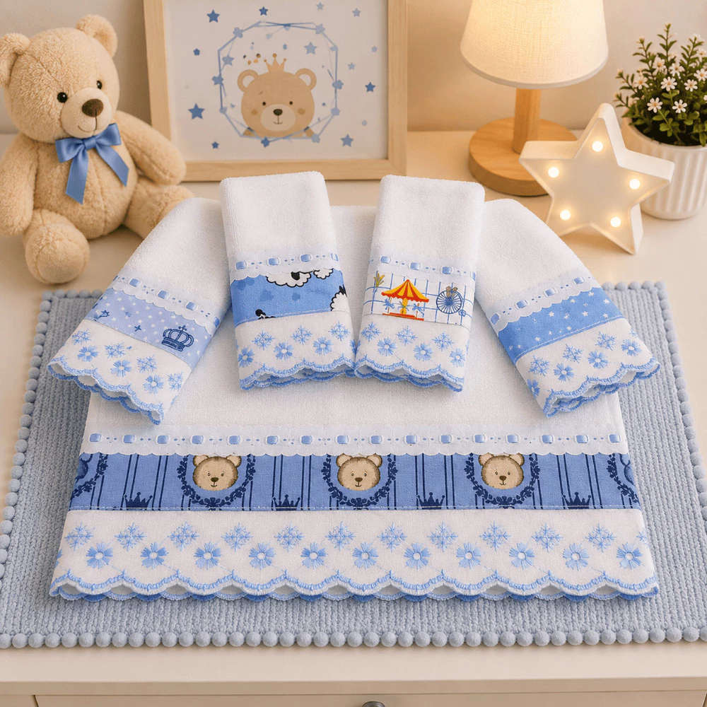 Kit Fralda Com 05 Babete Fraldinha De Boca Pano De Boca Para Bebê Com Passafita e Lasy 100% Algodao Varias Cores Atuais