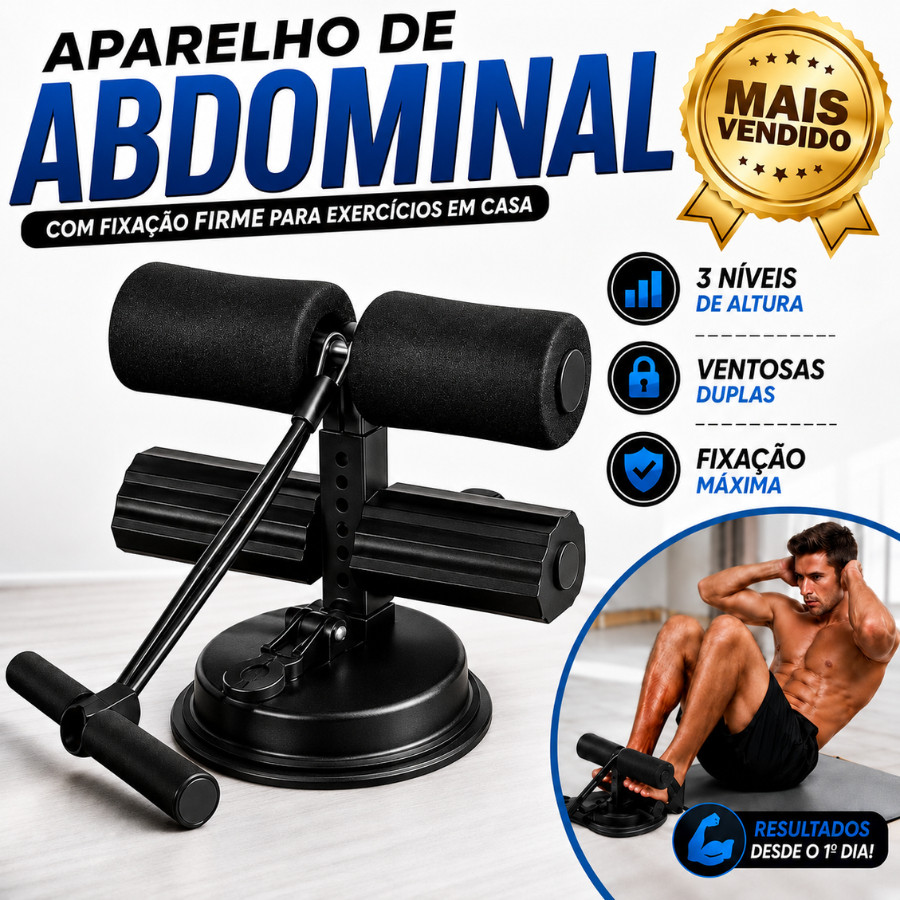 Aparelho De Abdominal Com Ventosa Regulável Para Exercícios Em Casa Preto