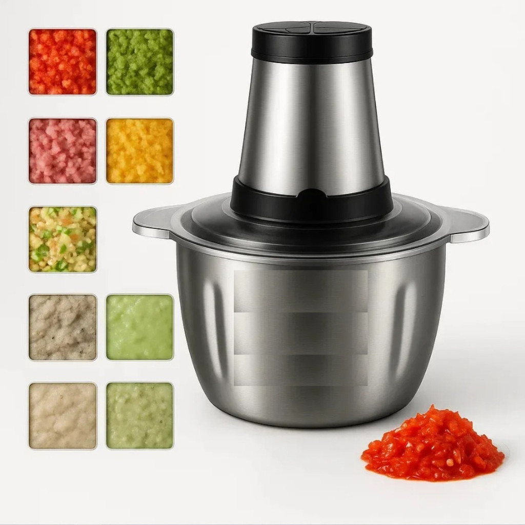 Multiprocessador Triturador de Carne 3l Alimentos Legumes cor prata, Moedor de alimentos