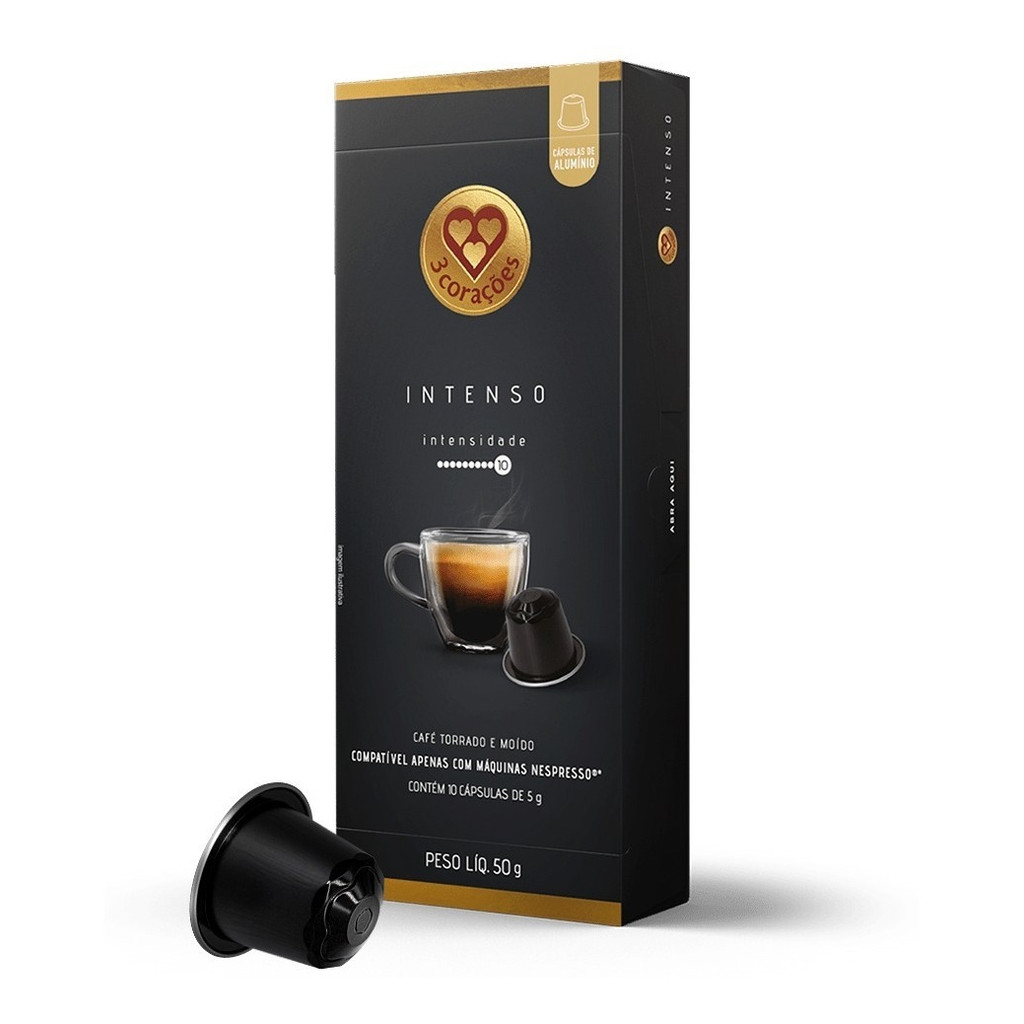 Cápsula De Café Intenso Compativel Com Nespresso 3 Corações 10 Unid em Oferta na Shopee