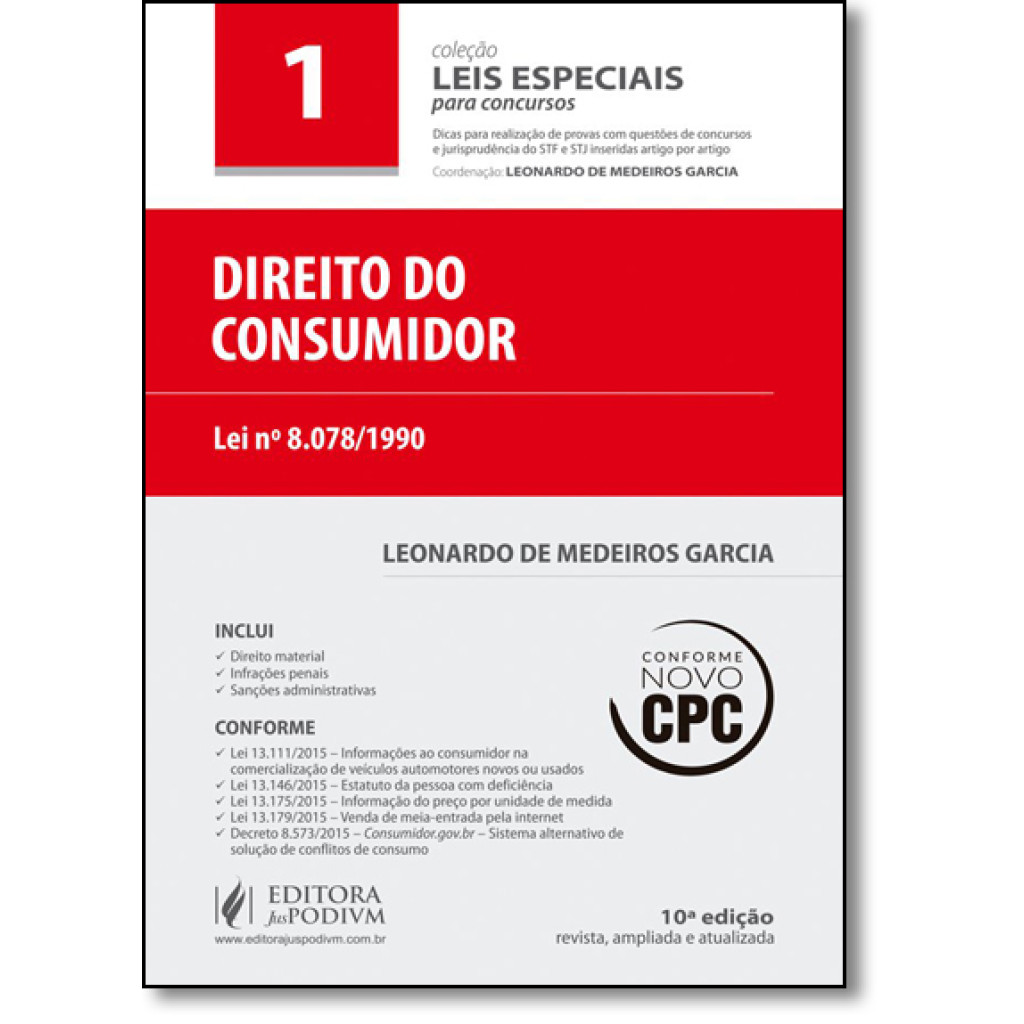 Direito do Consumidor: Lei N 8.078 1990 - Vol.1 - Coleção Leis Especiais Para Concursos