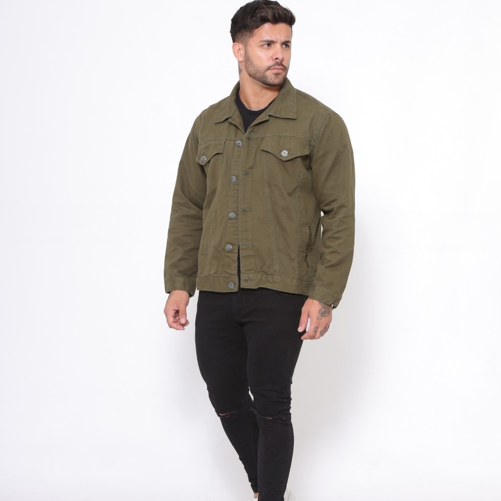 Jaqueta Jeans Masculina Conforto Casual Estilo Verde Militar