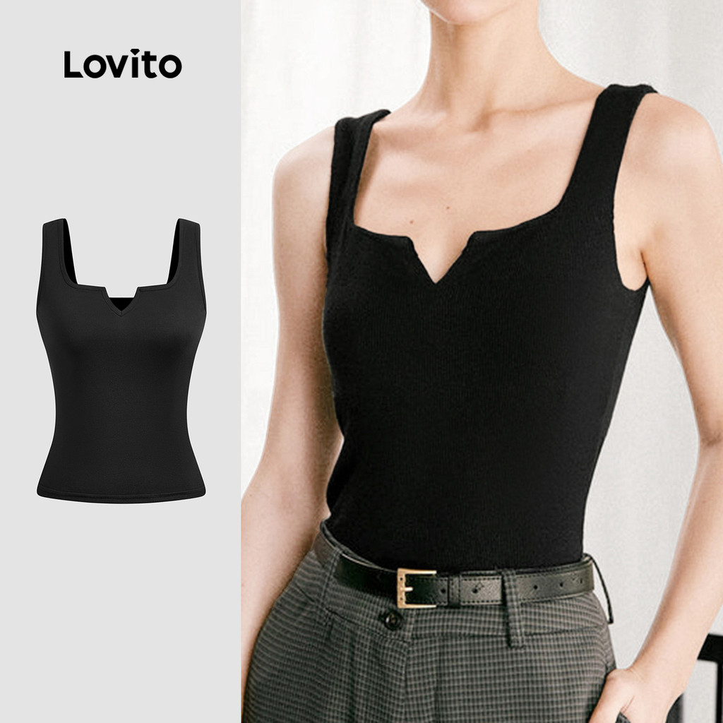 (New) Lovito Blusa Casual Clássica e Versátil para a Primavera/verão Preta para mulheres L150ED223 em Oferta na Shopee