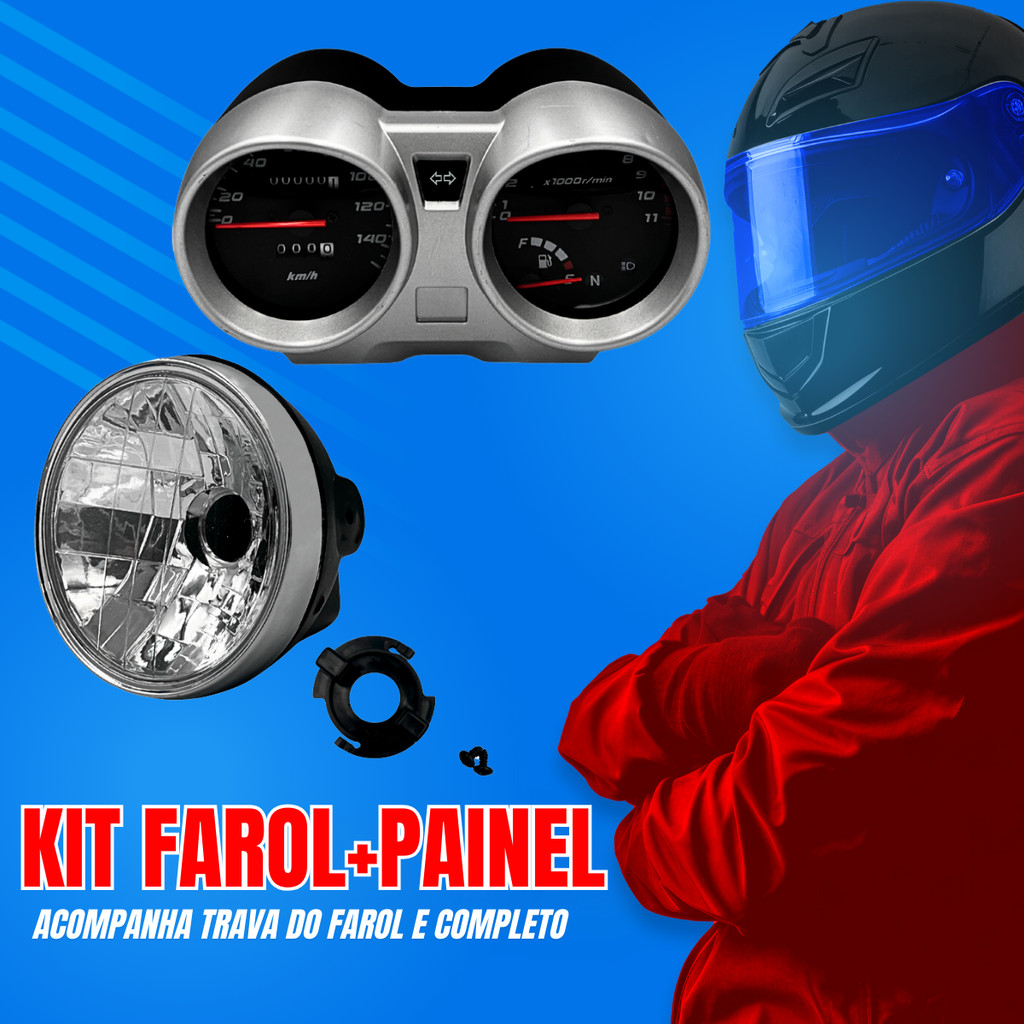 Farol Completo Cg Titan 150 Aro Cromado + Painel Cg Titan 150 Sport 2004 2005 2006 2007 2008 2009 2010 até 2013 Similar — imagem 2 de 2