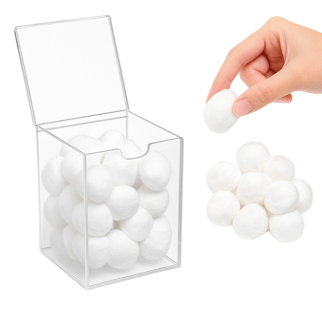 Suporte Porta Algodão Caixa em Acrilico com Tampa Transparente Manicure em Oferta na Shopee