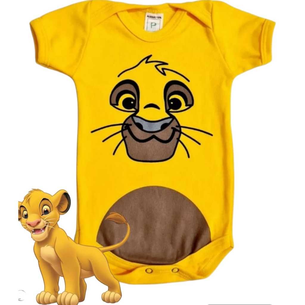 Body Bebê Temático Mesversário Fantasia Simba Rei Leão