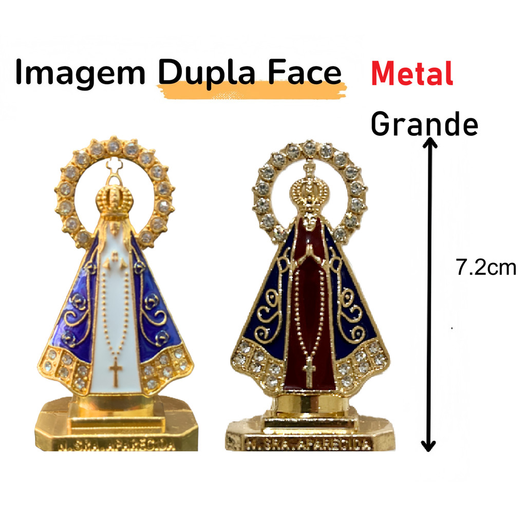 Atacado Kit C/12 Nossa Senhora Aparecida Dourado/Azul 7,2cm 49g