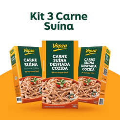 Vapza Kit 3 Carnes Suínas Desfiadas Cozidas 400G Pronta para Cozinha