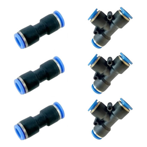 5 união emenda reta pu 10mm + 5 união emenda t (tee) pu 10mm