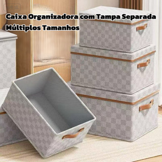 Nova Caixa Organizadora com Tampa em TNT Xadrez - Para Roupas, Brinquedos e Organização Doméstica